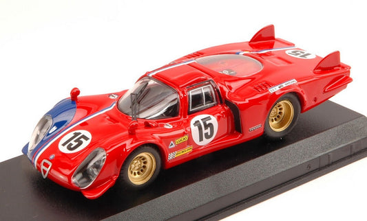 MODELLINO IN SCALA COMPATIBILE CON ALFA ROMEO 33.2 LM N.15 LM TEST 1969 PILETTE-SLOTEMAKER 1:43 BEST MODEL BT9612