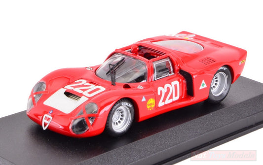 MODELLINO IN SCALA COMPATIBILE CON ALFA ROMEO 33.2 N.220 ACCIDENT TARGA FLORIO 1968 VACCARELLA-SCHUTZ 1:43 BEST MODEL BT9750