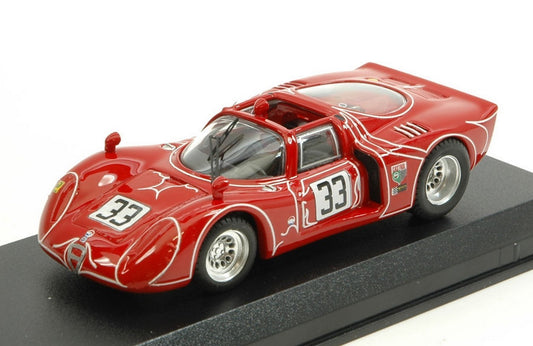MODELLINO IN SCALA COMPATIBILE CON ALFA ROMEO 33.2 N.33 DNF 6 H WATKINS GLEN 1968 H.KWECH-J.MARTINO 1:43 BEST MODEL BT9640