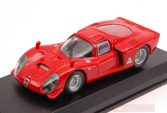 MODELLINO IN SCALA COMPATIBILE CON ALFA ROMEO 33.2 PROVA 1968 RED 1:43 BEST MODEL BT9114