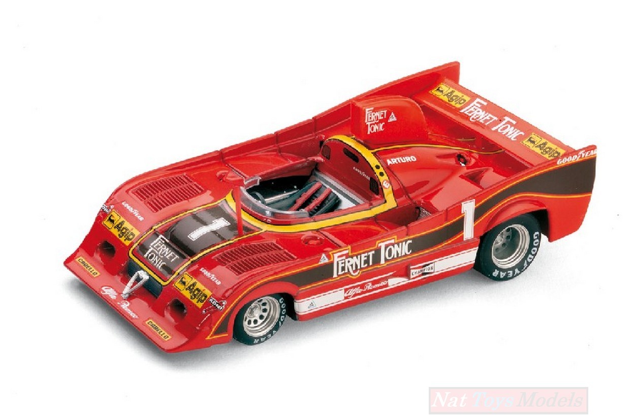 MODELLINO IN SCALA COMPATIBILE CON ALFA ROMEO 33SC12 N.1 WINNER COPPA FLORIO 1977 A.MERZARIO 1:43 BRUMM BM0283