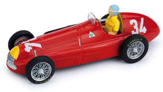 MODELLINO IN SCALA COMPATIBILE CON ALFA ROMEO JUAN MANUEL FANGIO 1950 N.34 WINNER MONACO GP C/PILOTA 1:43 BRUMM BM0036CH