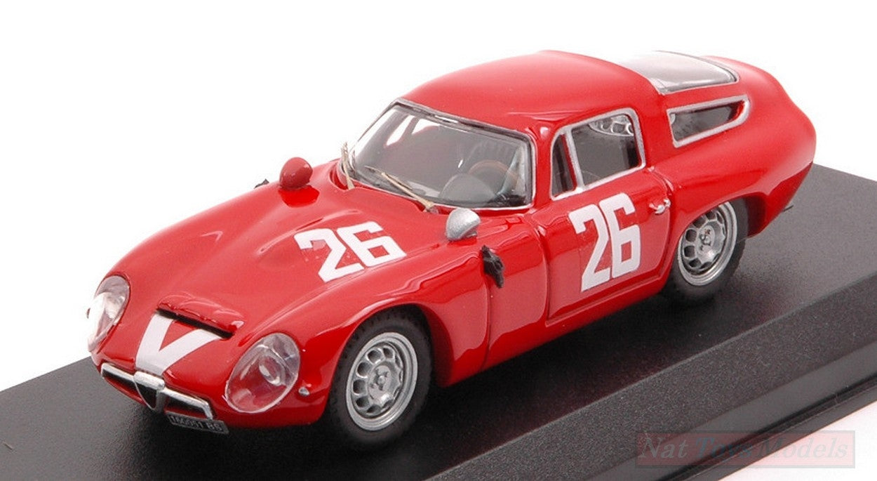 MODELLINO IN SCALA COMPATIBILE CON ALFA ROMEO TZ1 N.26 1000 KM MONZA 1965 PIANTA-SALA 1:43 BEST MODEL BT9780