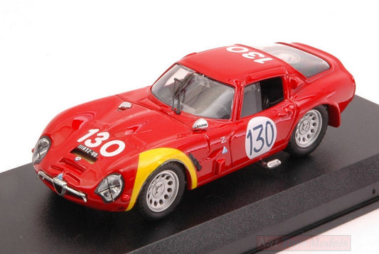 MODELLINO IN SCALA COMPATIBILE CON ALFA ROMEO TZ2 N.130 10th TARGA FLORIO 1966 R.BUSSINELLO-L.BIANCHI 1:43 BEST MODEL BT9104
