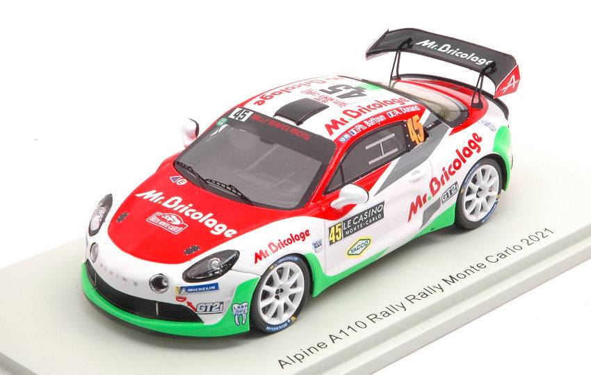 MODELE REDUIT COMPATIBLE AVEC ALPINE A110 N.45 RALLYE MONTE CARLO 2021 P.BAFFOUN-A.DUNAND 1:43 SPARK MODEL S6579