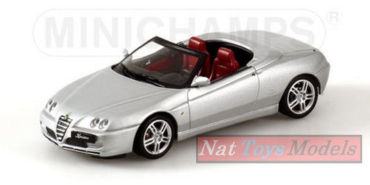 MODELLINO IN SCALA COMPATIBILE CON A.ROMEO SPIDER 2003 SILVER 1:43 MINICHAMPS PM433120330