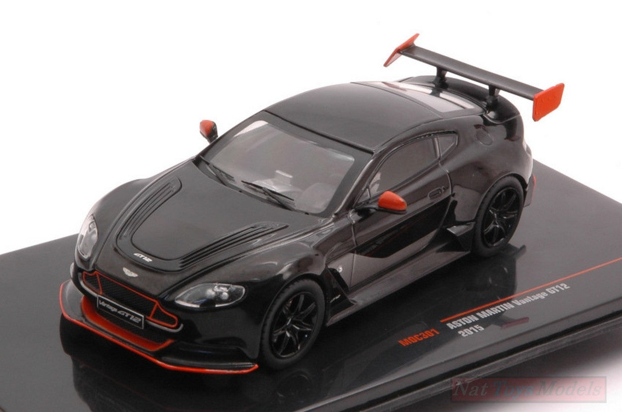 MODELE REDUIT COMPATIBLE AVEC ASTON MARTIN VANTAGE GT 12 2015 NOIR-ORANGE 1:43 IXO MODEL MOC301