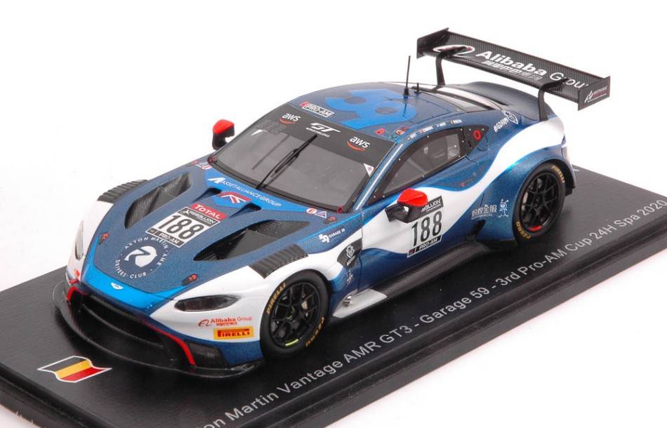 MODELE REDUIT COMPATIBLE AVEC ASTON MARTIN VANTAGE GT3 N.188 PRO-AM 24 H SPA 2020 WEST-ADAM-MARTIN 1:43 SPARK MODEL SB384