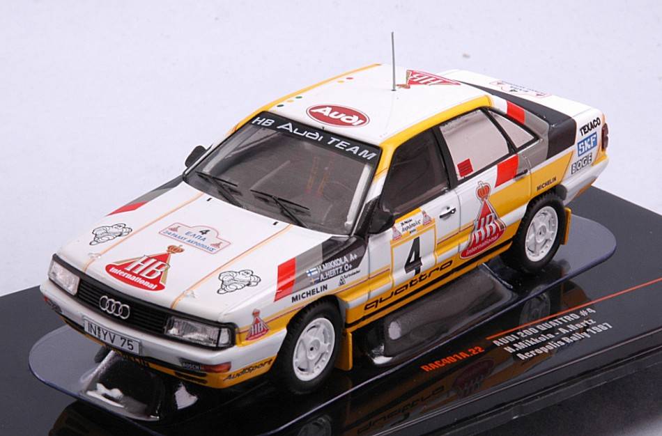 MODELE REDUIT COMPATIBLE AVEC AUDI 200 QUATTRO N.4 RALLYE ACROPOLIS 1987MIKKOLA/HERTZ 1:43 IXO MODEL RAC401A