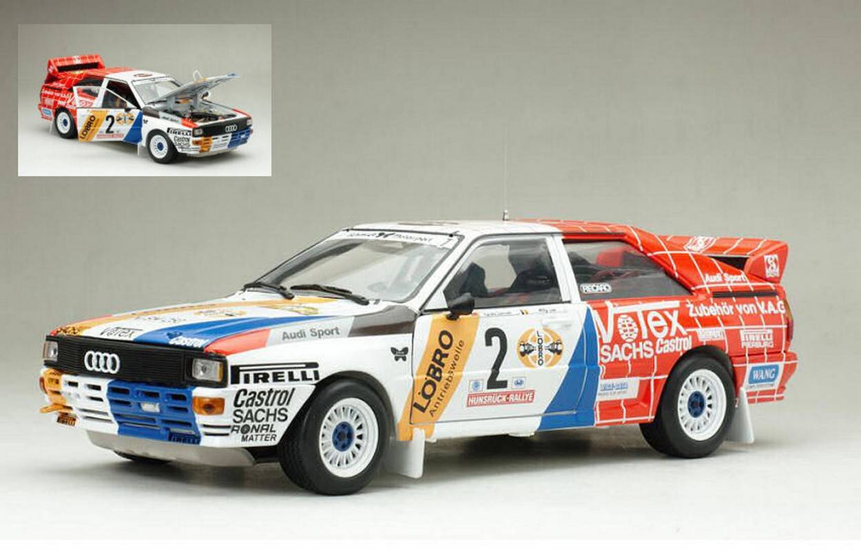 MODÈLE RÉDUIT COMPATIBLE AVEC AUDI QUATTRO A1 N.2 GAGNANT DU RALLYE HUNSRUECK 1984 H.DEMUTH-W.LUX 1:18 SUNSTAR SS4252