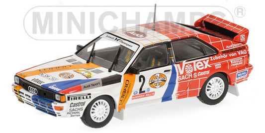 MODELE REDUIT COMPATIBLE AVEC AUDI QUATTRO N.2 VAINQUEUR HUNSRUCK RALLY 1984 DEMUTH/LUX 1:43 MINICHAMPS PM430841991
