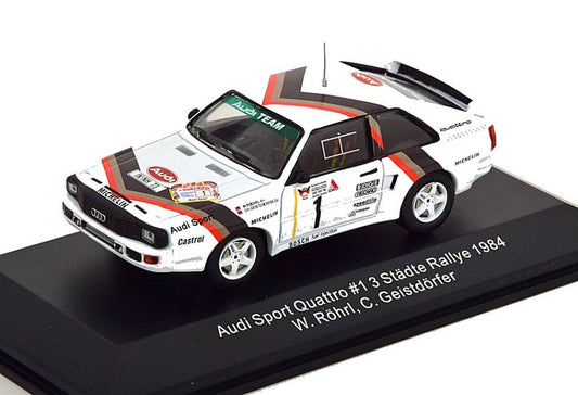 MODELE REDUIT COMPATIBLE AVEC AUDI QUATTRO SPORT N.1 STADTE RALLY 1984 ROHRL-GEISTDORFER 1:43 CMR MODEL REPLICARS WRC025