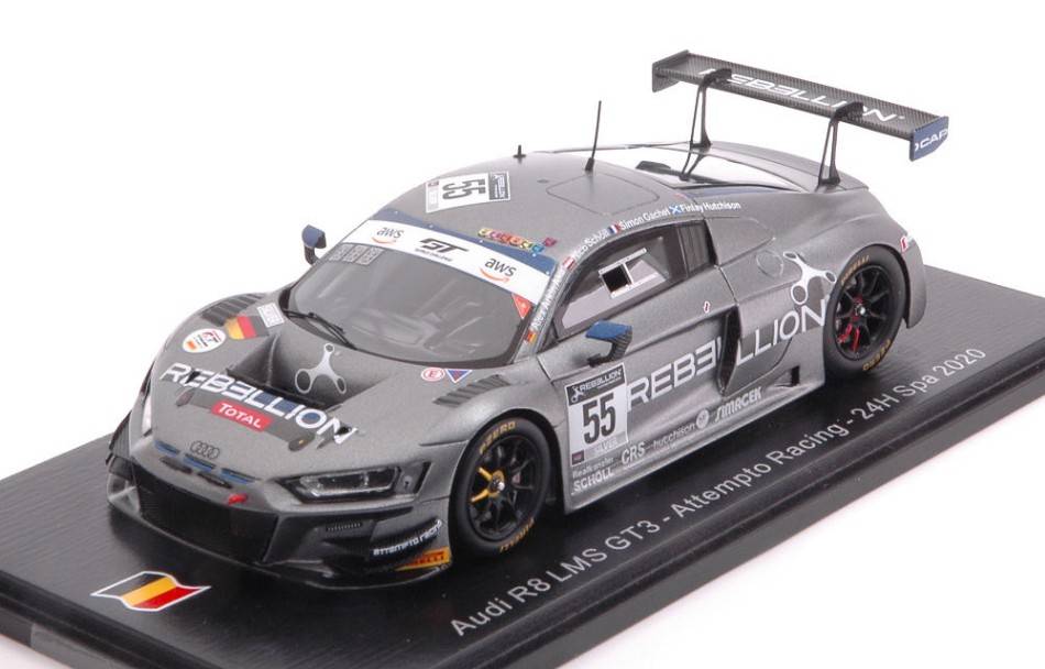 SCALE MODEL COMPATIBLE WITH AUDI R8 GT3 N.55 24 H SPA 2020 SCHOLL-GACHET-AKA-HUTCHISON 1:43 SPARK MODEL SB414
