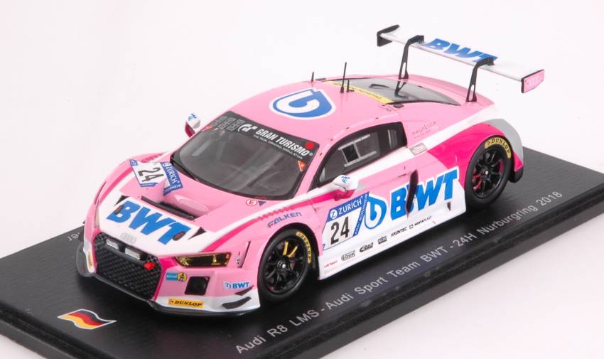 MODELLINO IN SCALA COMPATIBILE CON AUDI R8 N.24 24 H NURBURGRING 2018 WINCKELHOCK-ROCKENFELLER 1:43 SPARK MODEL SG409
