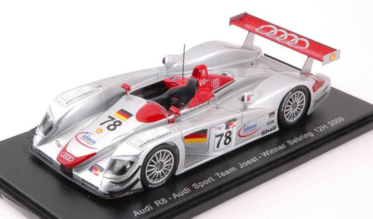 MODELE REDUIT COMPATIBLE AVEC AUDI R8 N.78 12 H SEBRING 2000 F.BIELA-T.KRISTENSEN-E.PIRRO 1:43 SPARK MODEL S43SE00