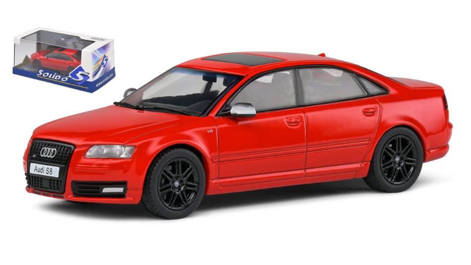 SCALE MODEL COMPATIBLE WITH AUDI S8 D3 2010 RED W/BLACK LINE 1:43 SOLID SL4313304