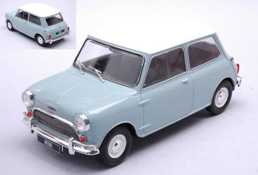 MODELE REDUIT COMPATIBLE AVEC AUSTIN MINI COOPER S 1965 BLEU CLAIR/BLANC RHD 1:24 WHITEBOX WB124183