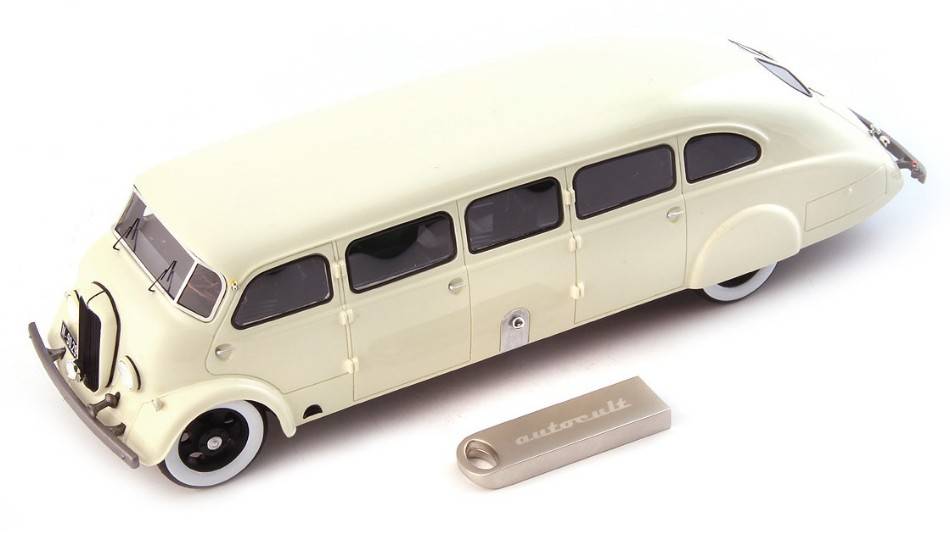 MODELLINO IN SCALA COMPATIBILE CON BATA AUTOKAR SODOMKA CREAM 1937 1:43 "MODEL OF THE YEAR 2023"+USB STICK AUTOCULT ATC99123