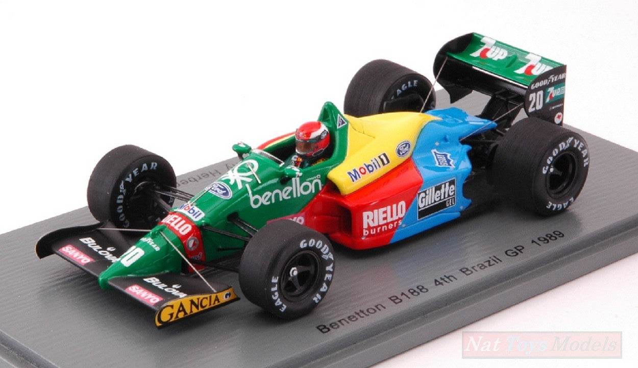 MODELE REDUIT COMPATIBLE AVEC BENETTON B188 J.HERBERT 1989 N.20 4ème GP DU BRÉSIL 1:43 SPARK MODEL S5203