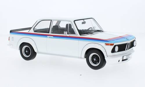 SCALE MODEL COMPATIBLE WITH BMW 2002 TURBO 1973 WHITE/DECORATED 1:18 MODELCARGROUP MCG18408