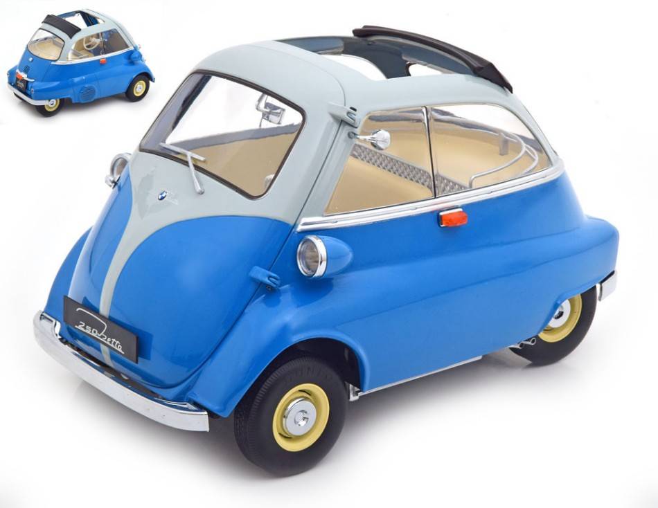 MODÈLE RÉDUIT COMPATIBLE AVEC BMW 250 ISETTA 1959 BLEU/BLEU CLAIR 1:12 KK ÉCHELLE KKDC120042