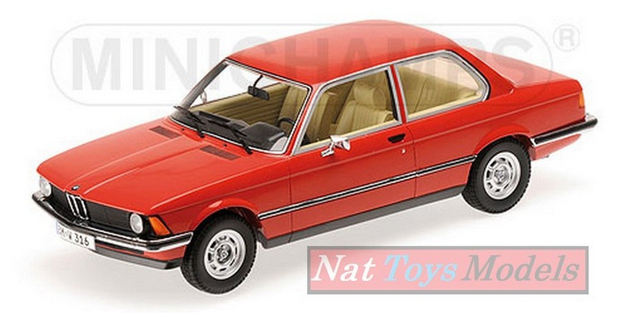 MODELLINO IN SCALA COMPATIBILE CON BMW 316 1978 RED 1:18 MINICHAMPS PM107024100