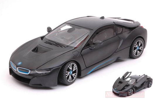 MODELLINO IN SCALA COMPATIBILE CON BMW i8 2015 MATT BLACK 1:24 RASTAR RAT56500BK
