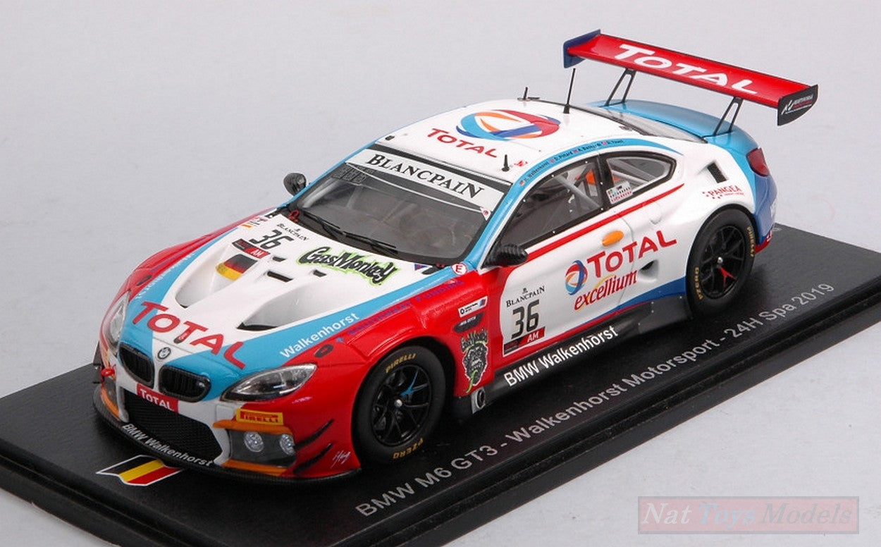 MODELLINO IN SCALA COMPATIBILE CON BMW M6 GT3 N.36 24 H SPA 2019 PITTARD-WALKENHORST-YOUNT-BUCHARDT 1:43 SPARK MODEL SB280