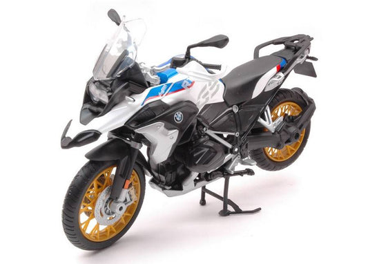 MODELE REDUIT COMPATIBLE AVEC BMW R1250 GS BLANC/BLEU 1:12 MAISTO MI20100