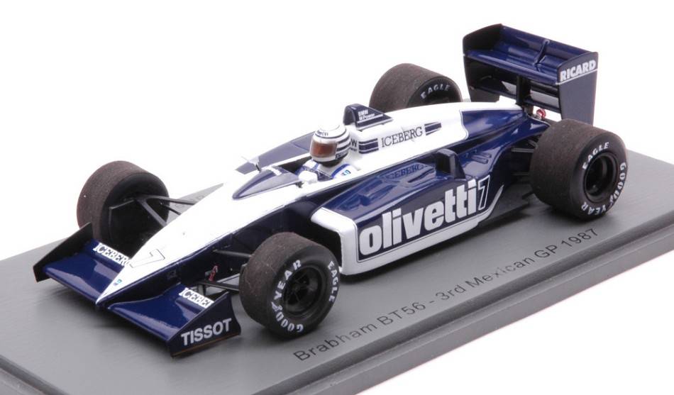 MODÈLE RÉDUIT COMPATIBLE AVEC BRABHAM BT56 RICCARDO PATRESE 1987 N.7 3ème GP DU MEXIQUE 1:43 SPARK MODEL S7106