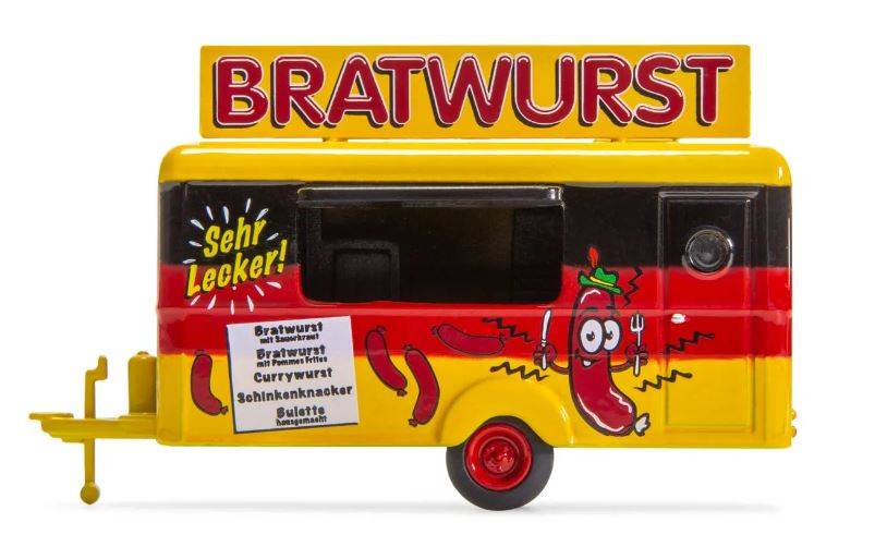 MODELLINO IN SCALA COMPATIBILE CON BRATWURST FOOD TRAILER SCALA HO 1:87 LIMA HC5001