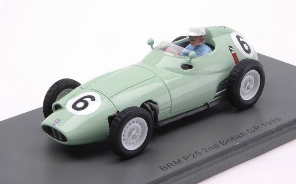 SCALE MODEL COMPATIBLE WITH BRM P25 STIRLIN MOSS 1959 N.6 2nd BRITISH GP 1:43 SPARK MODEL S5730