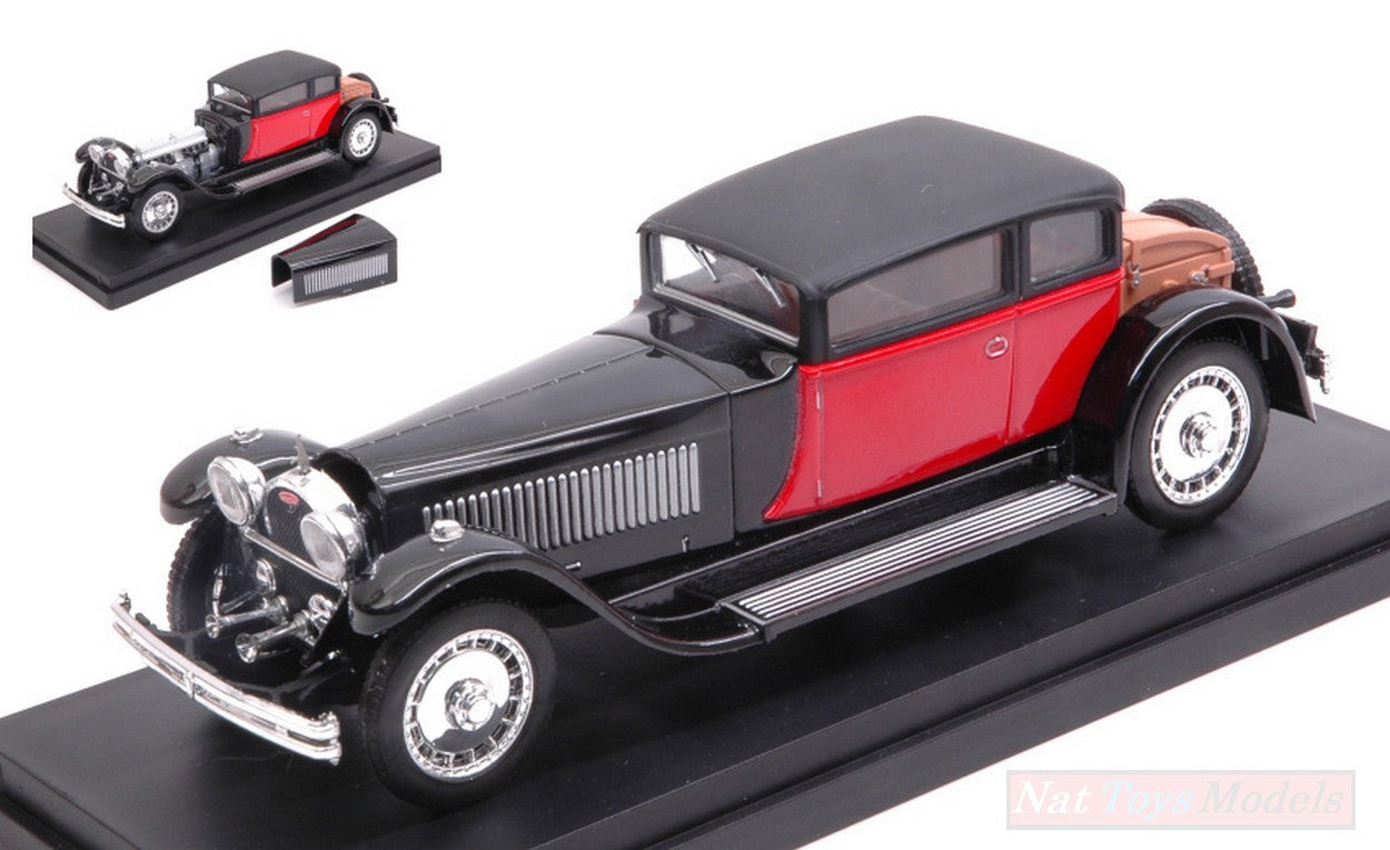 MODELLINO IN SCALA COMPATIBILE CON BUGATTI 41 ROYALE WEYMANN 1929 BLACK/RED NORMAL BOX 1:43 RIO RI4227-E