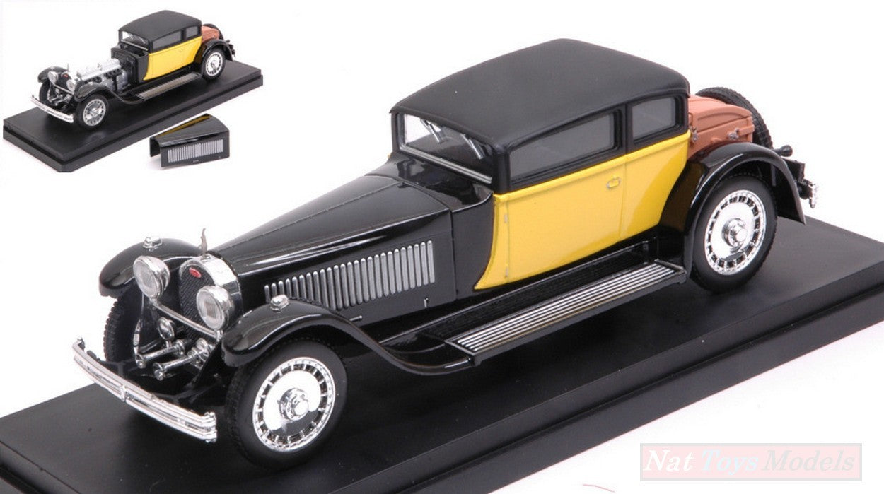MODELE REDUIT COMPATIBLE AVEC BUGATTI 41 ROYALE WEYMANN 1929 NOIR/JAUNE BOITE NORMALE 1:43 RIO RI4226-E