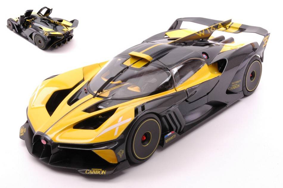 MODELE REDUIT COMPATIBLE AVEC BUGATTI BOLIDE JAUNE 1:18 BURAGO BU11047Y