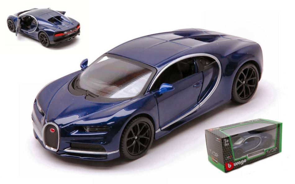 SCALE MODEL COMPATIBLE WITH BUGATTI CHIRON BLUE 1:32 BURAGO BU43060 MODEL