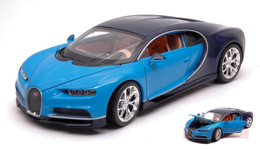 MODELE REDUIT COMPATIBLE AVEC BUGATTI CHIRON BLEU CLAIR/BLEU FONCÉ 1:24 WELLY WE24077BL