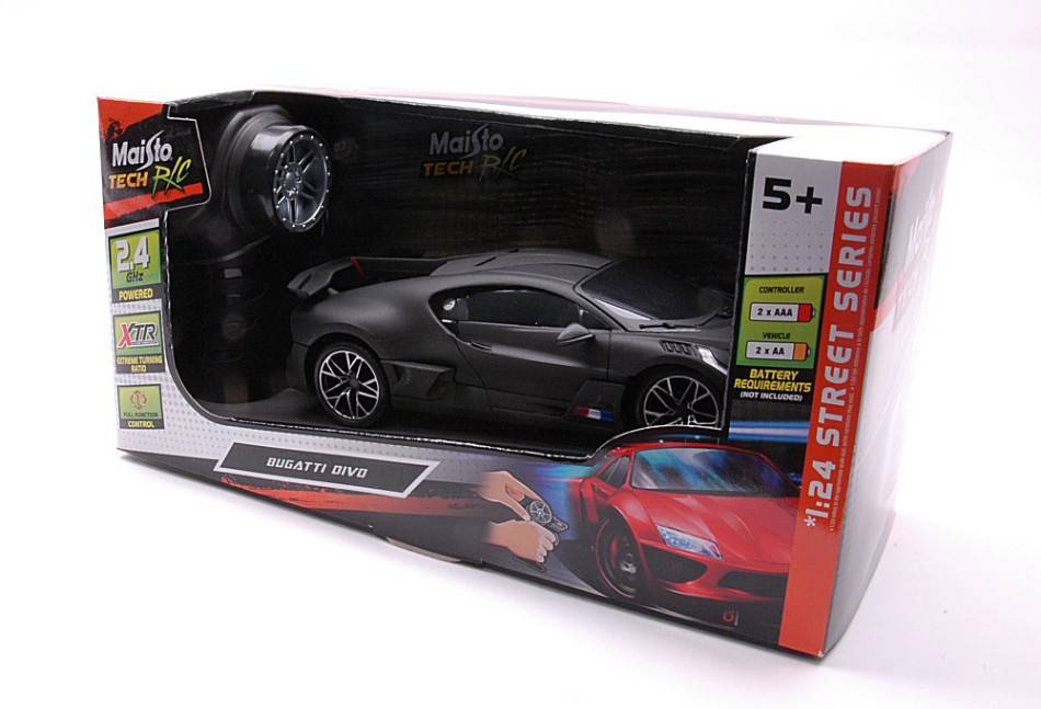 SCALE MODEL COMPATIBLE WITH BUGATTI DIVO 2019 MATT BLACK RADIO CONTROL 1:24 MAISTO MI81515Z