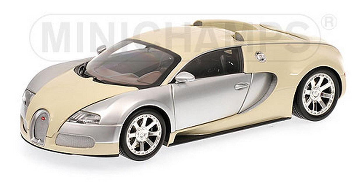 SCALE MODEL COMPATIBLE WITH BUGATTI VEYRON 2009 CHROME &amp; BEIGE 1:18 MINICHAMPS PM100110854