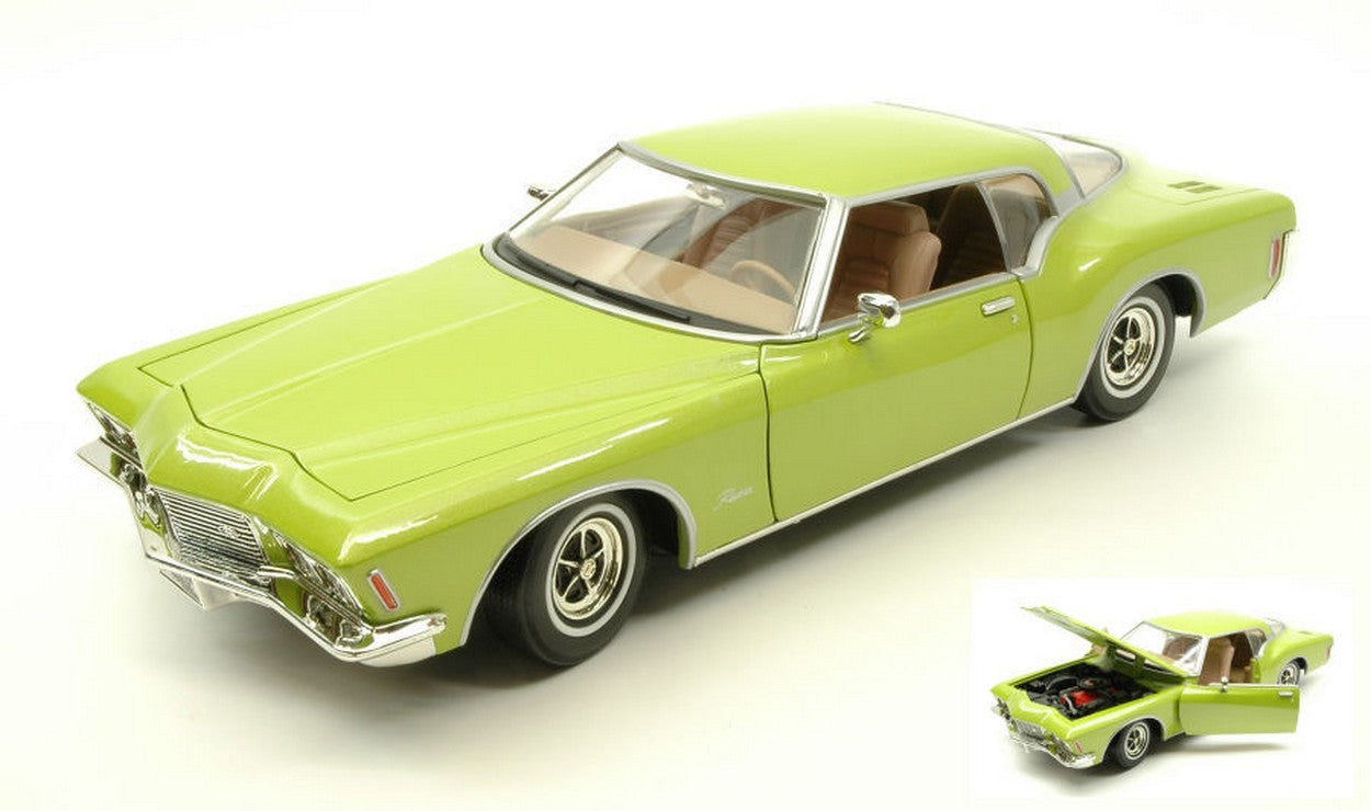 MODÈLE RÉDUIT COMPATIBLE AVEC BUICK RIVIERA GS 1971 VERT CÈDRE 1:18 LUCKY YM92558MG