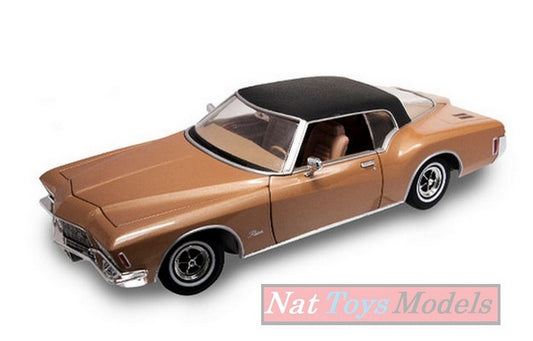 MODELLINO IN SCALA COMPATIBILE CON BUICK RIVIERA GS 1971 W/VINYL TOP BROWN 1:18 LUCKY YM92558BN