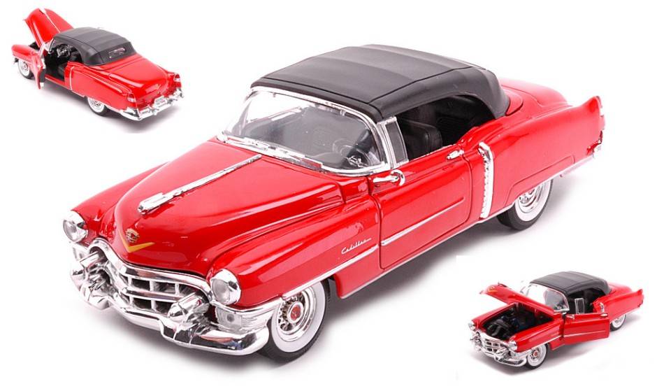 MODELLINO IN SCALA COMPATIBILE CON CADILLAC ELDORADO CONVERTIBLE CANOPY CLOSED RED 1:24 WELLY WE22414HR