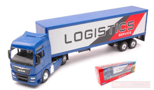 MODELLINO IN SCALA COMPATIBILE CON CAMION MAN TGX XXL LOGISTICS SERVICE 1:64  WELLY WE39707C