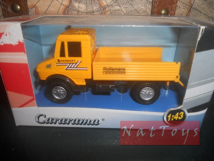 modellino IN SCALA COMPATIBILE CON Camion Mercedes Benz UNIMOG DUMPER ROLLSMANS 1:43