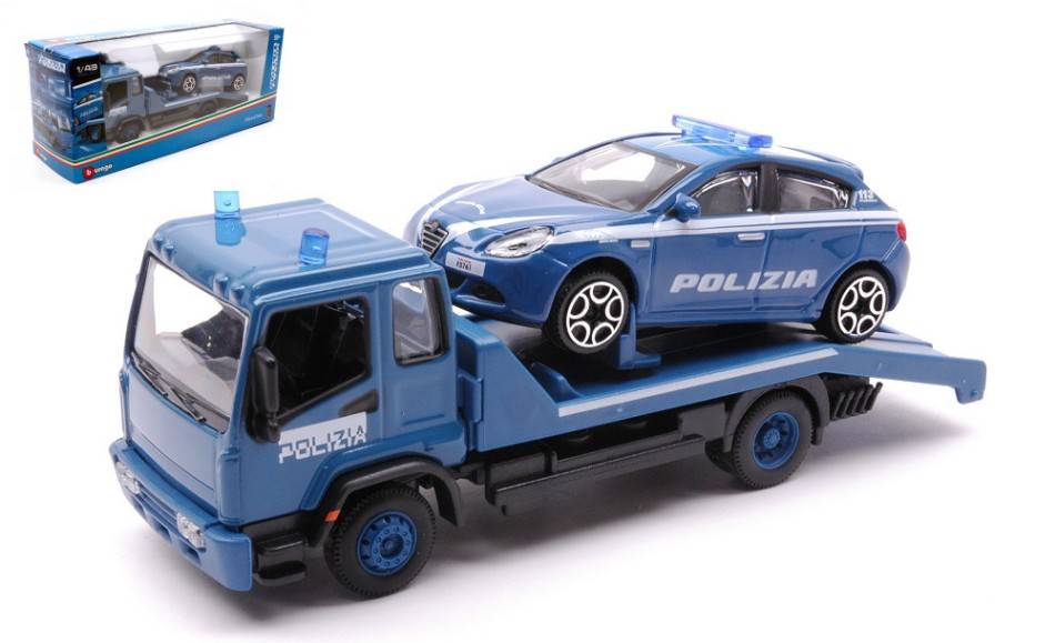 MODELLINO IN SCALA COMPATIBILE CON CARRO ATTREZZI POLIZIA C/AUTO 1:43 BURAGO BU31425