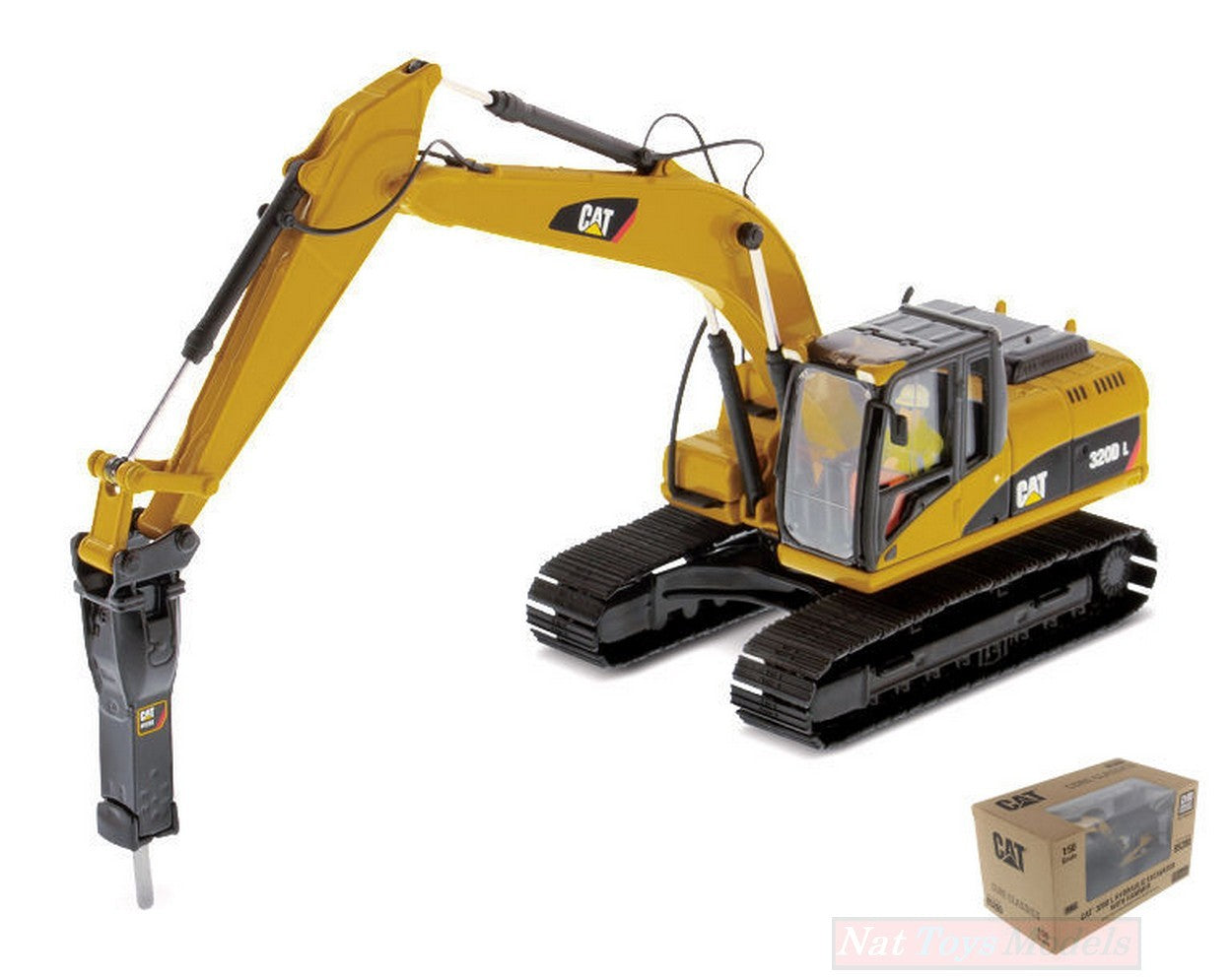 SCALE MODEL COMPATIBLE WITH CAT 320D L HYDRAULIC EXCAVATOR W/HAMMER 1:50 DIECAST MASTER DM85280