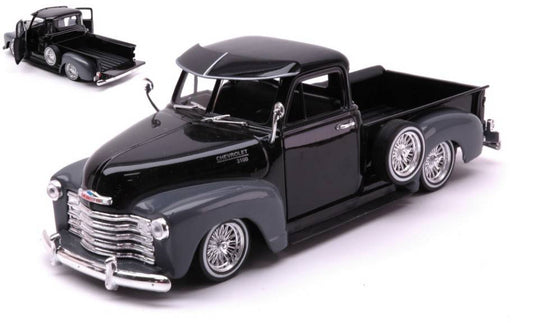 MODELLINO IN SCALA COMPATIBILE CON CHEVROLET 3100 PICK UP 1953 BLACK/GREY 1:24 WELLY WE22087BKGY