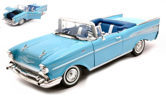 SCALE MODEL COMPATIBLE WITH CHEVROLET BEL AIR CONVERTIBLE 1957 LIGHT BLUE 1:18 MOTORMAX MTM73175B