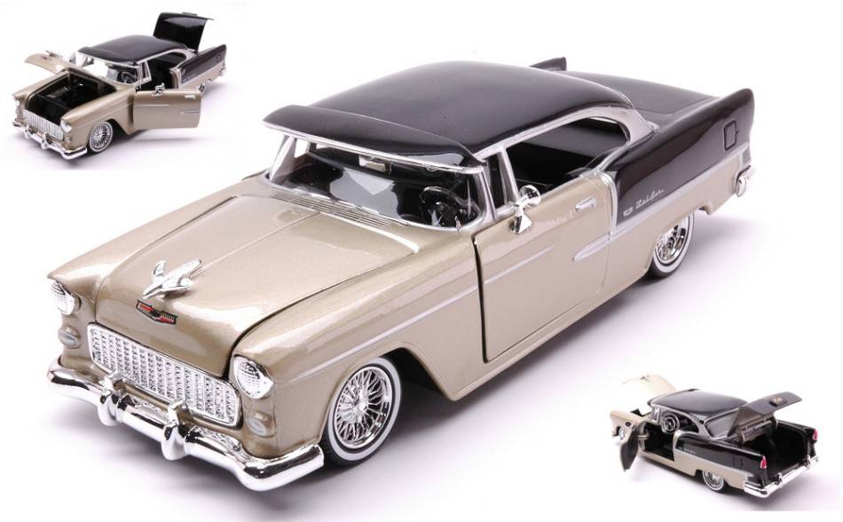 MODELLINO IN SCALA COMPATIBILE CON CHEVROLET BEL AIR "GET LOW" SERIES 1955 GOLD BROWN/BLACK 1:24 MOTORMAX MTM79031