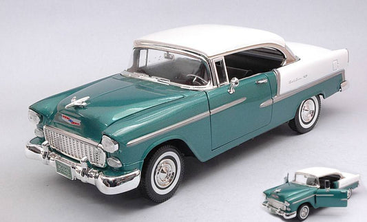 SCALE MODEL COMPATIBLE WITH CHEVROLET BEL AIR HARDTOP 1955 DARK GREEN/WHITE 1:18 MOTORMAX MTM73185GN